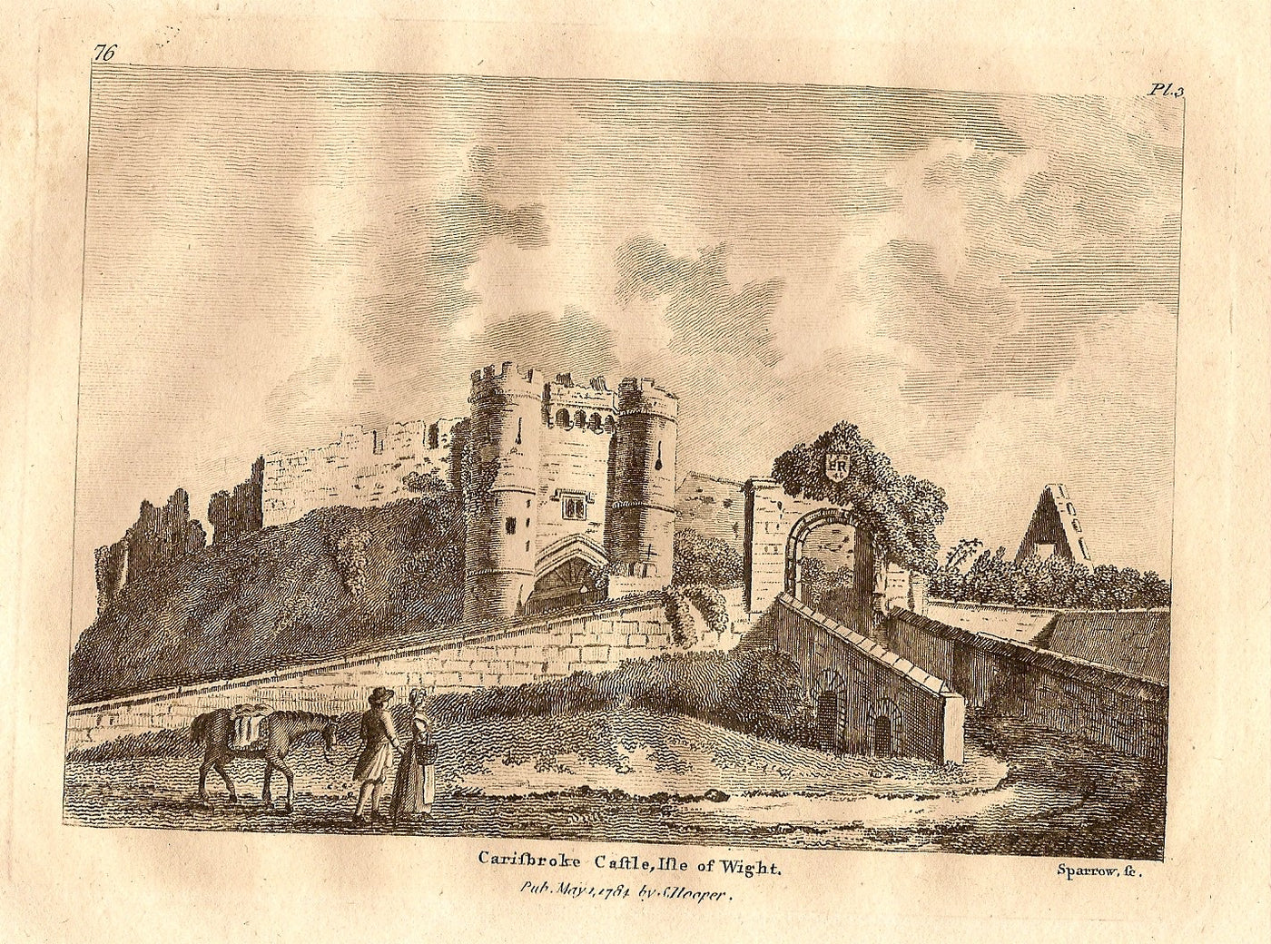 Carisbrooke Castle Isle of Wight antique print 1784