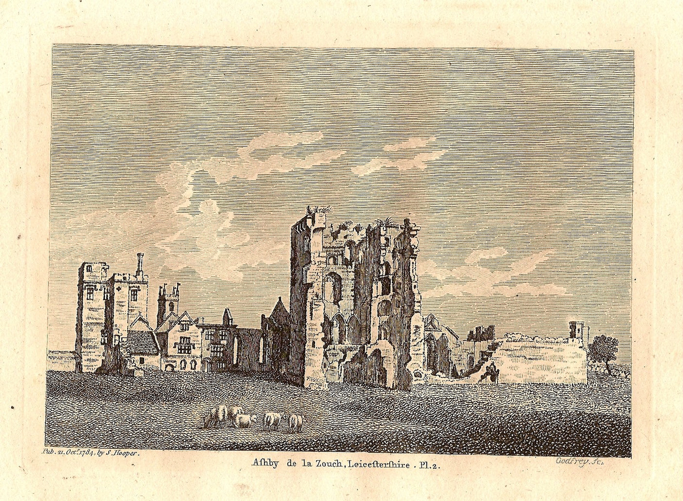 Ashby de la Zouch Castle Leicestershire antique print