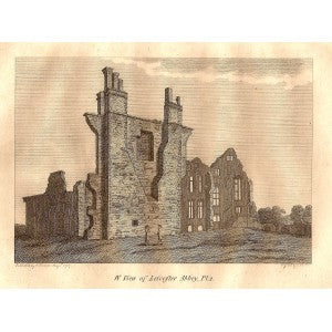 Leicester Abbey Leicestershire antique print