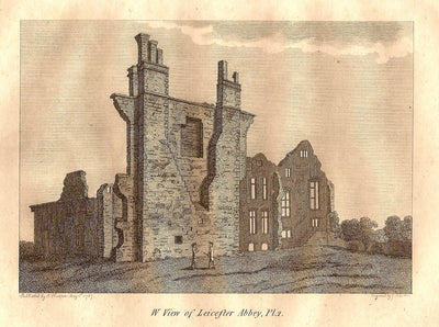 Leicester Abbey Leicestershire antique print