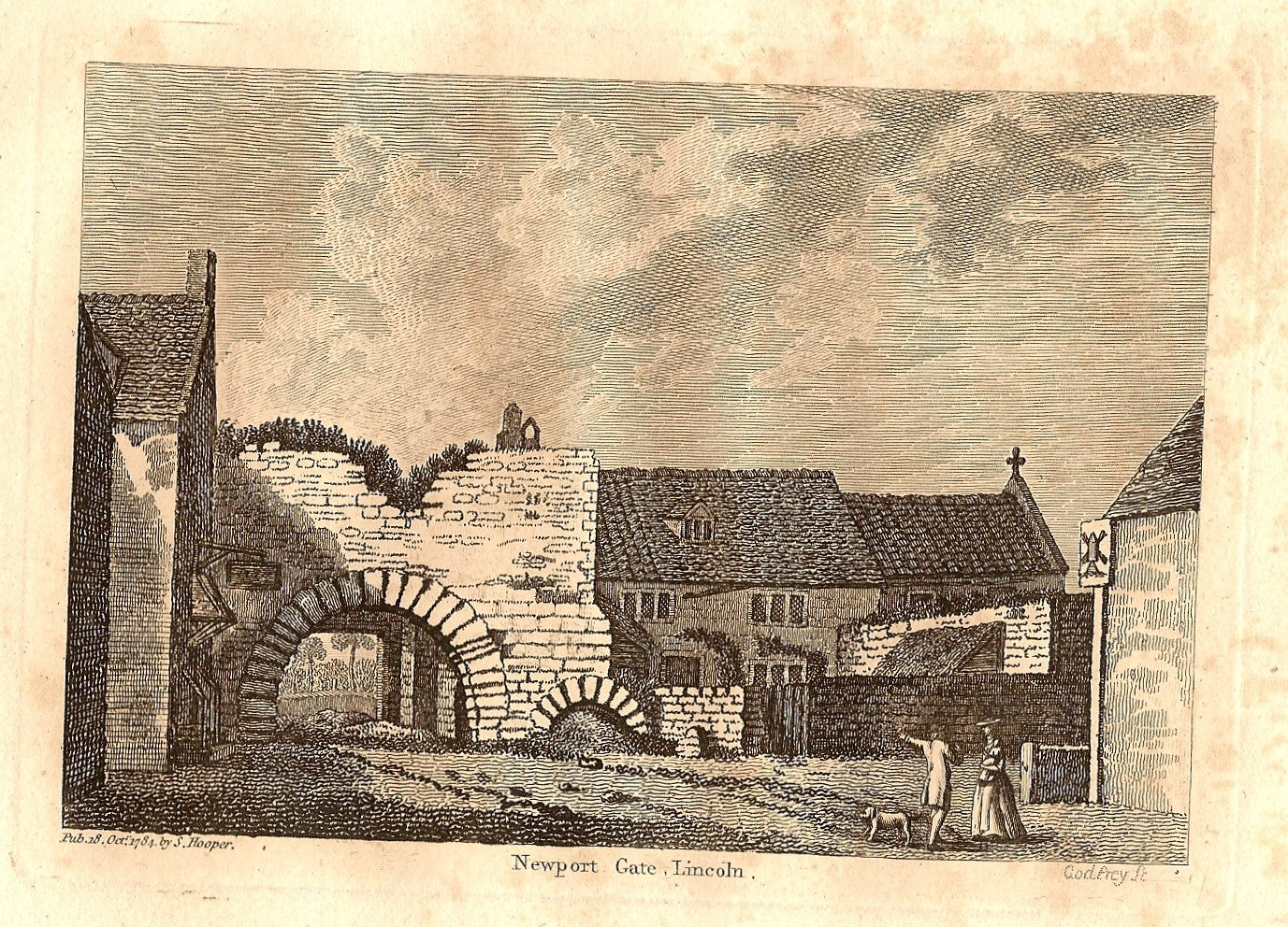 Newport Arch Lincoln Lincolnshire antique print