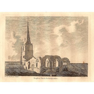 Boughton Church Northamptonshire antique print