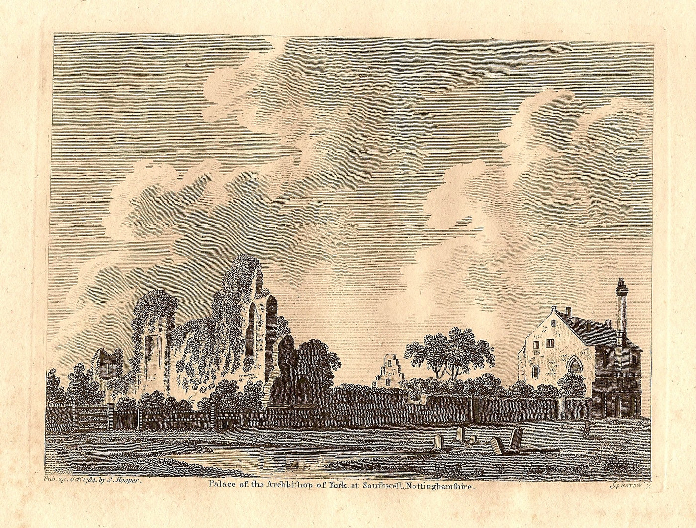 Southwell Minster Nottinghamshire antique print 1784