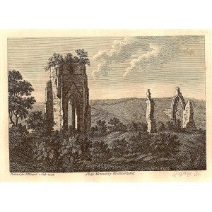Shap Abbey Monastery Westmorland antique print 1774