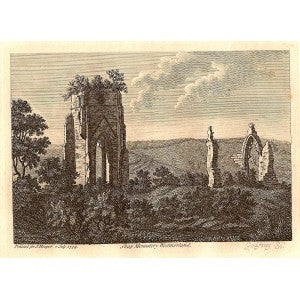 Shap Abbey Monastery Westmorland antique print