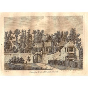 Arwenacke House Falmouth Cornwall antique print