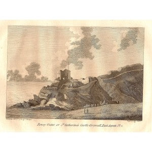 Fowey Outer Castle Cornwall antique print