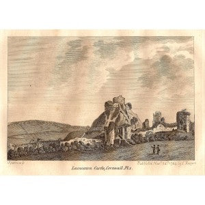 Launceston Castle Cornwall antique print