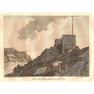 Fowey Castle Cornwall antique print 1786