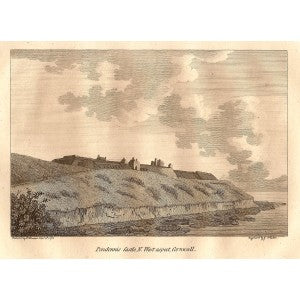 Pendennis Castle Cornwall antique print 1786