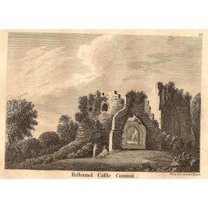 Restormel Castle Cornwall antique print
