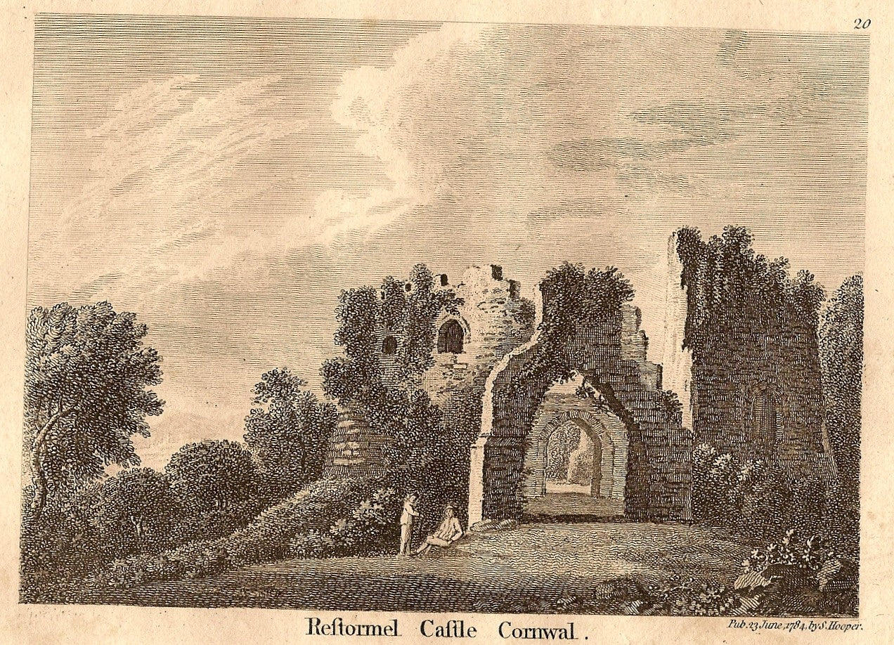 Restormel Castle Cornwall antique print