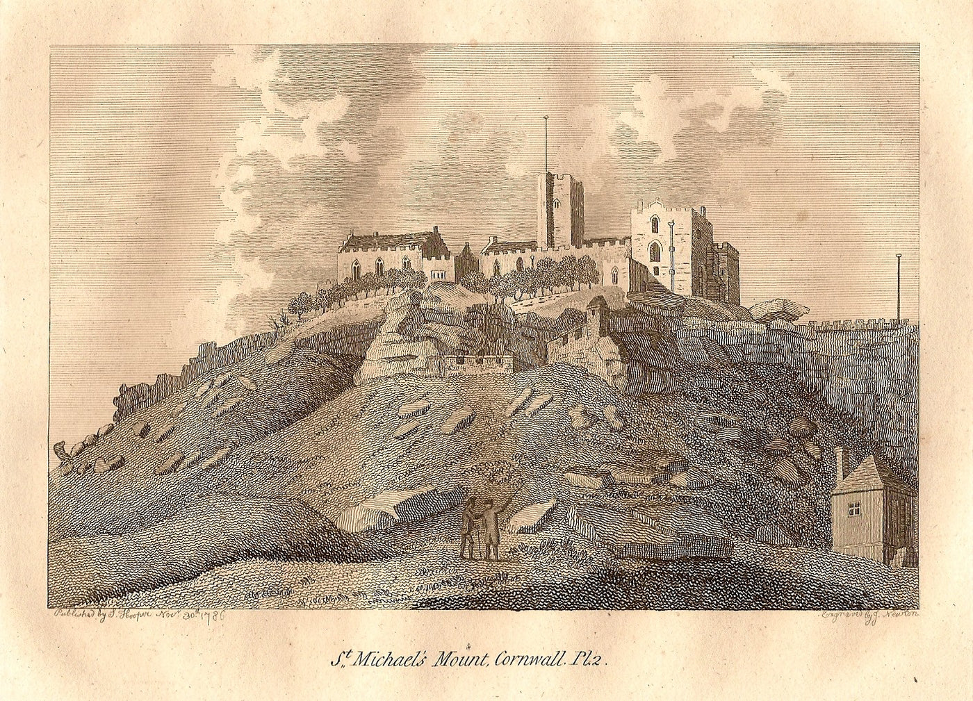 St Michael's Mount Cornwall antique print
