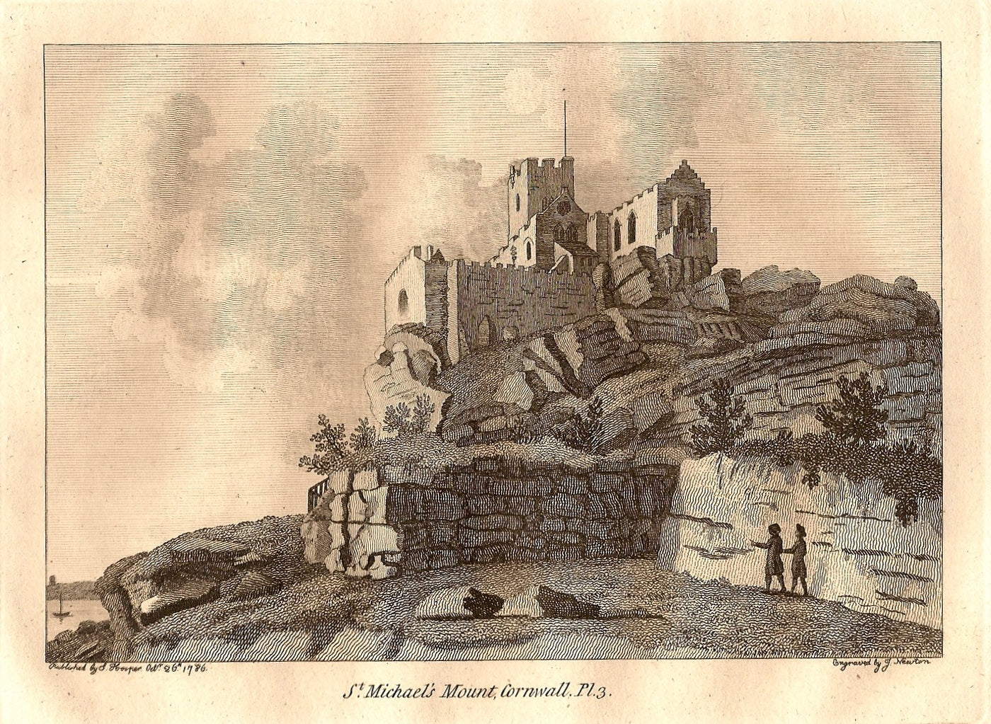St Michaels Mount Cornwall antique print