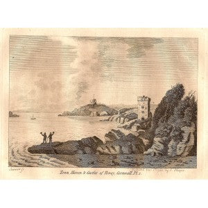 Fowey Castle Cornwall antique print