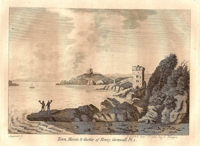 Fowey Castle Cornwall antique print