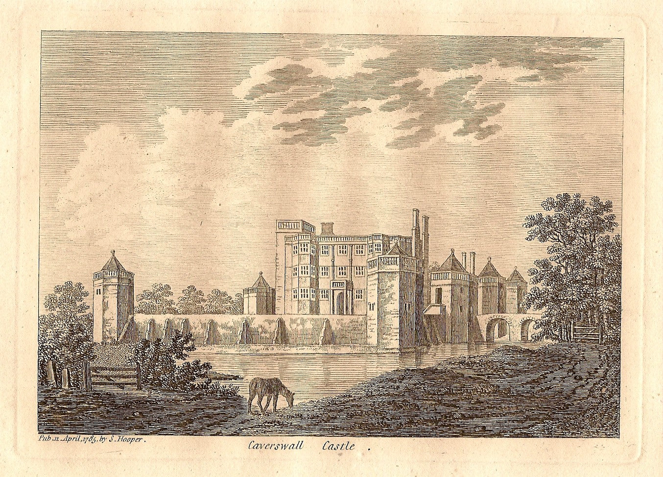 Caverswall Castle Staffordshire antique print