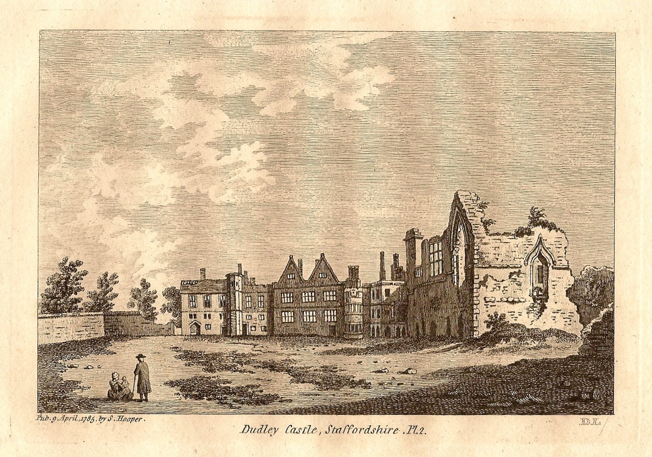 Dudley Castle Staffordshire antique print 1785