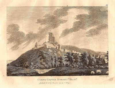 Corfe Castle Dorset antique print 1783