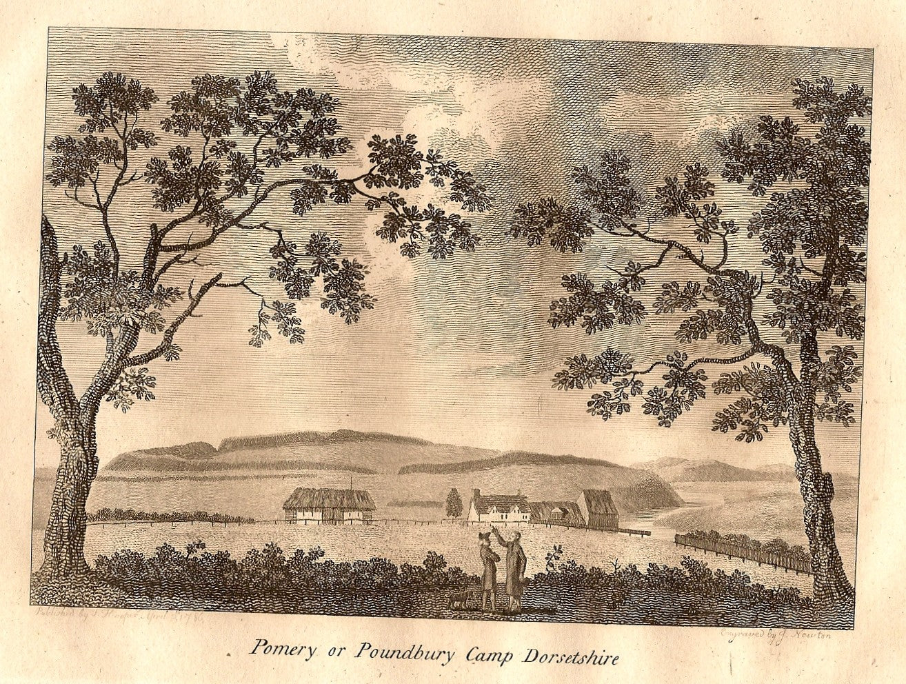 Poundbury Hill Fort Dorsetshire antique print