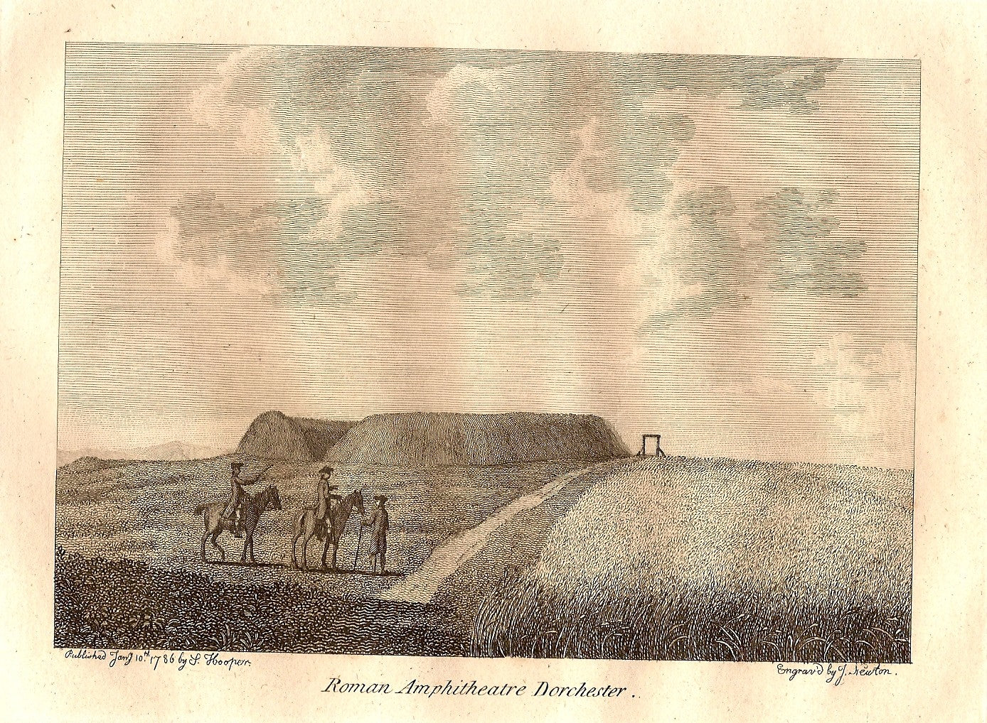 Dorchester Roman Amphitheatre antique print