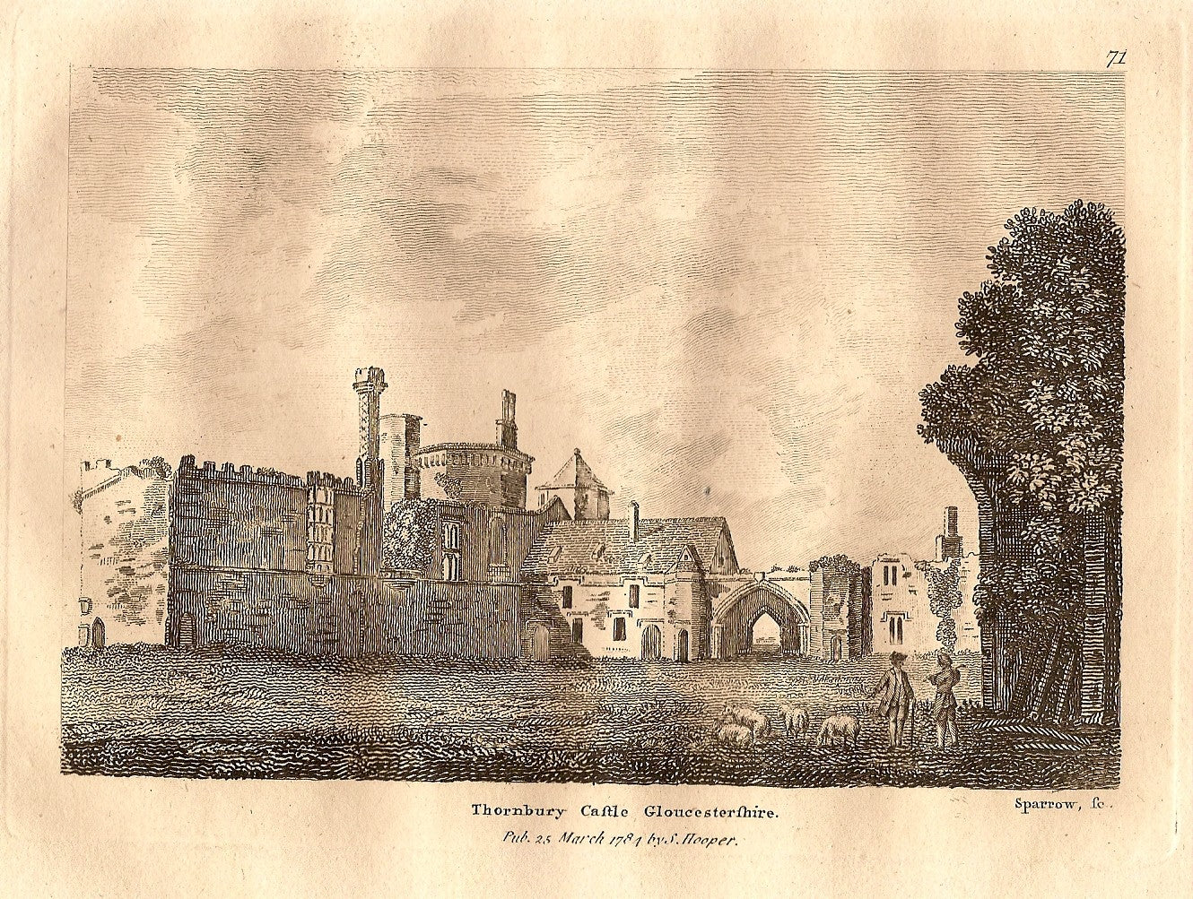 Thornbury Castle Gloucestershire antique print