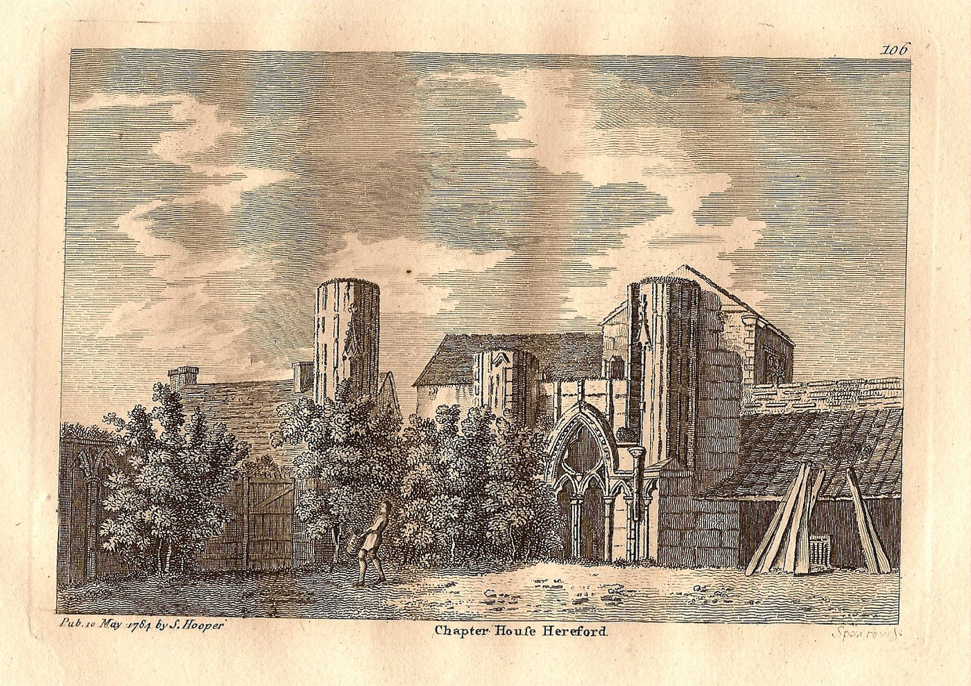 Hereford Castle Chapter House antique print 1784