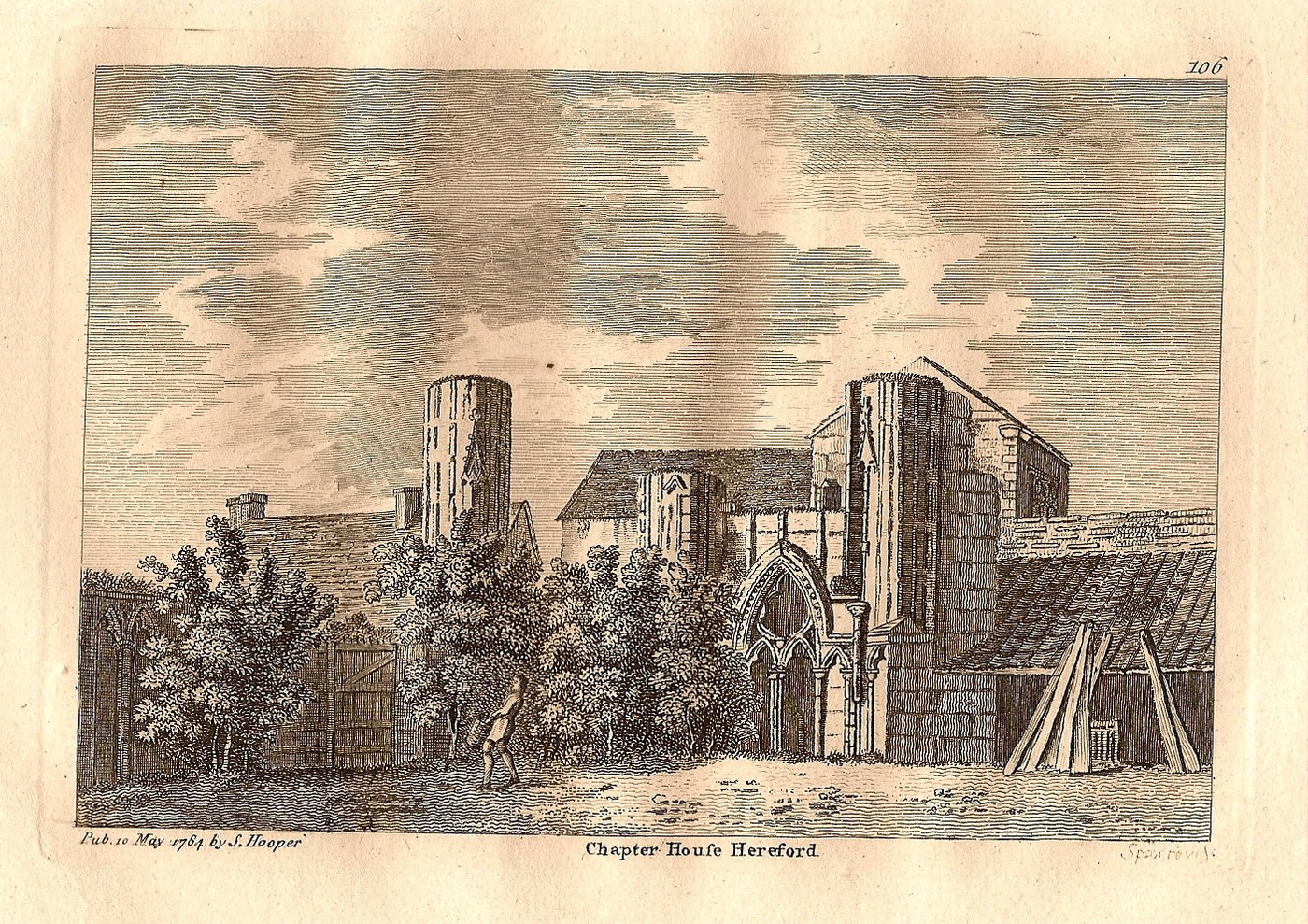 Hereford Castle Chapter House antique print