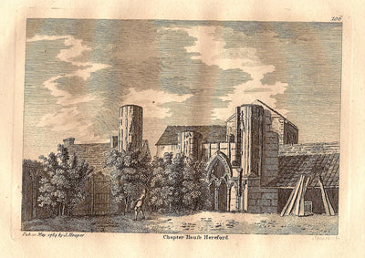 Hereford Castle Chapter House antique print