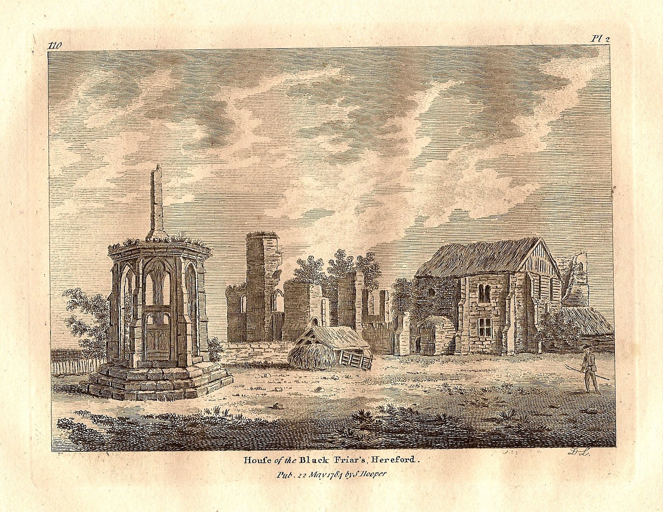 Hereford House of Black Friars antique print
