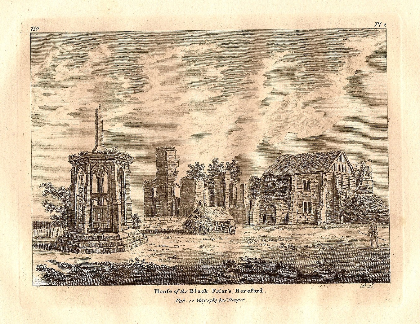 Hereford House of Black Friars antique print
