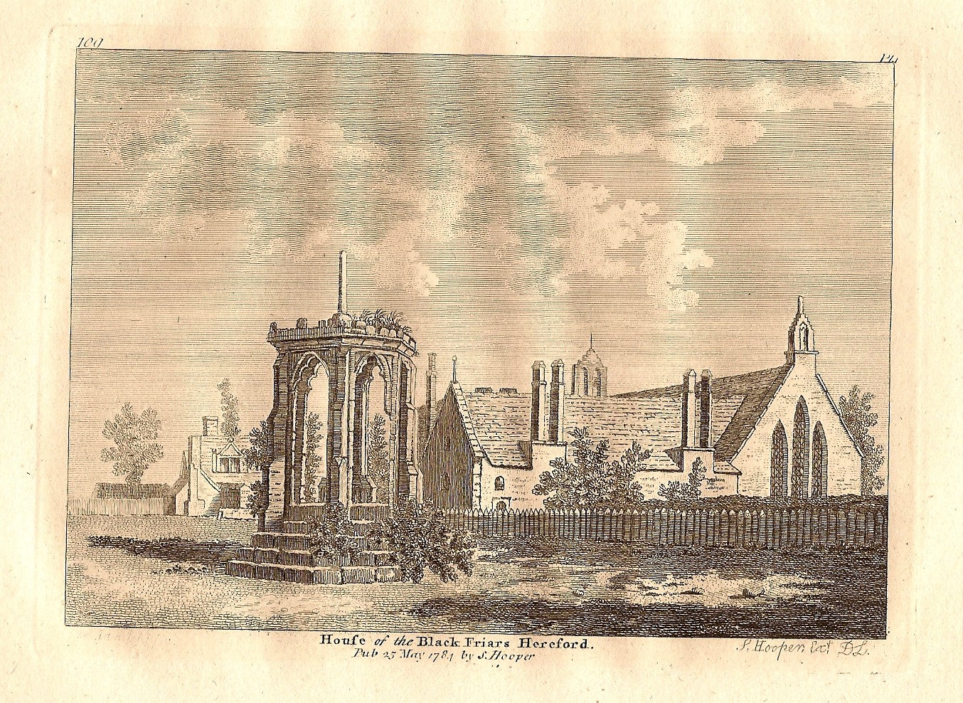 Hereford Blackfriars Dominican Monastery antique print 1784