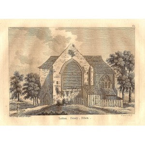 Latton Priory Augustinian Monastery Essex antique print 1784