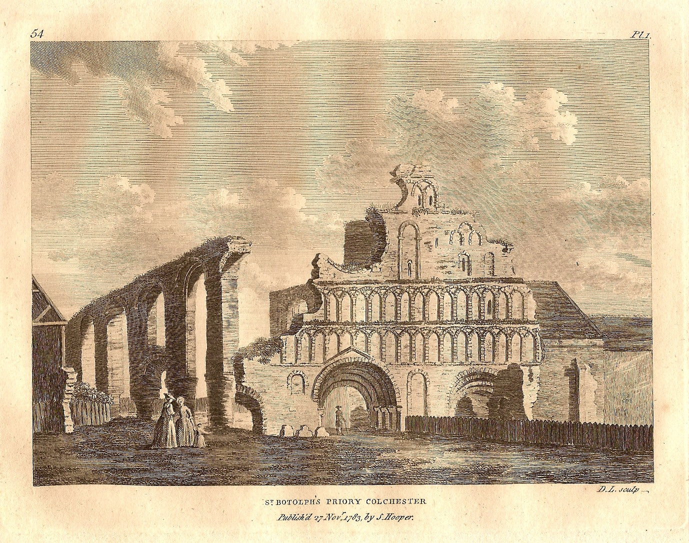 St Botolph's Priory Colchester Essex antique print