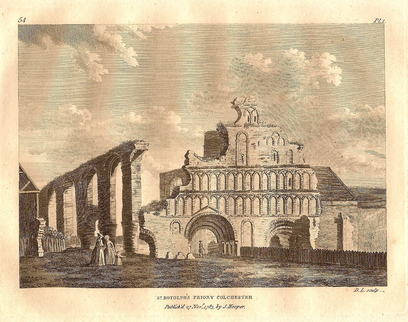 St Botolph's Priory Colchester Essex antique print