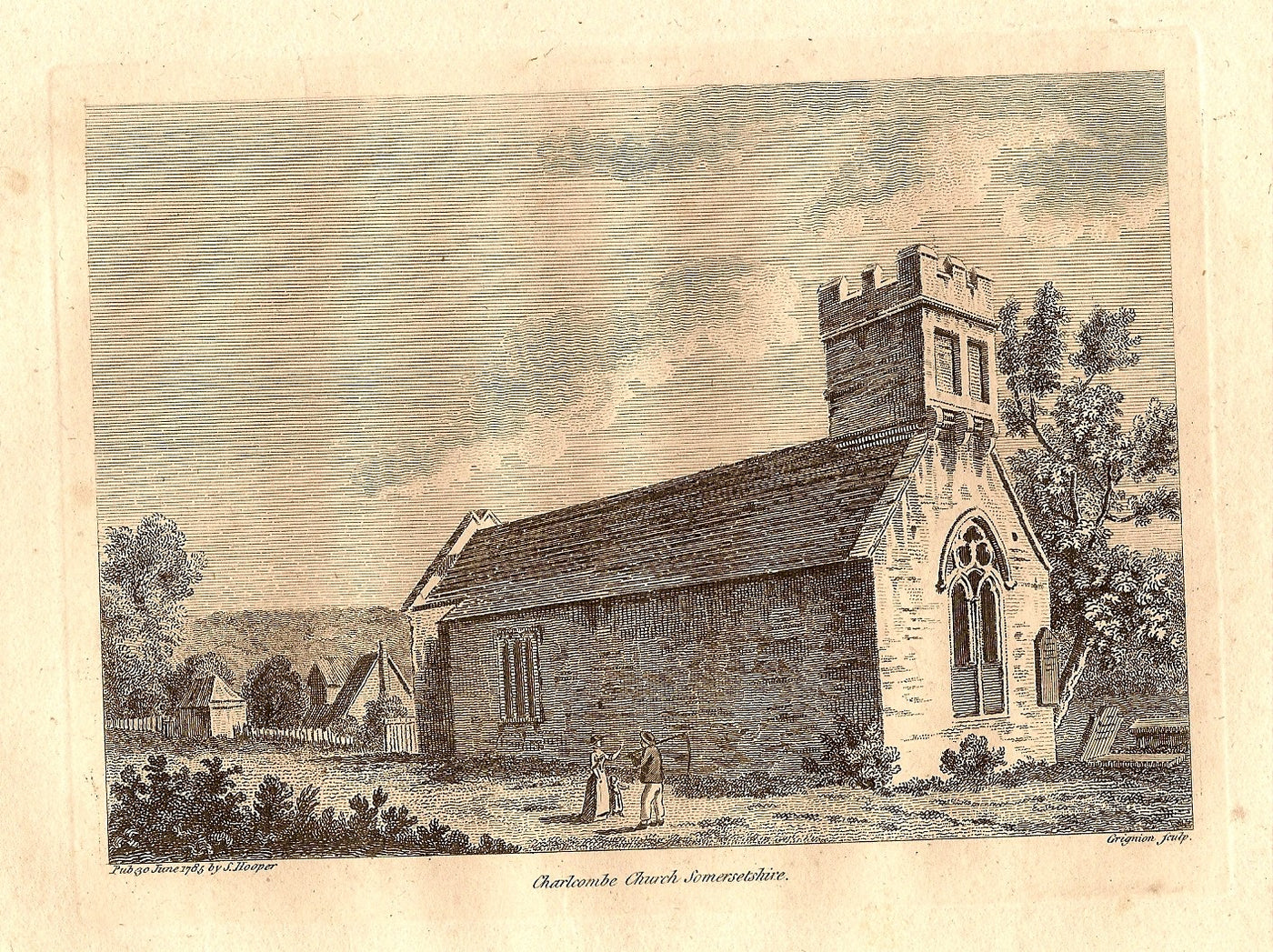 Charlcombe Church Somerset antique print 1785