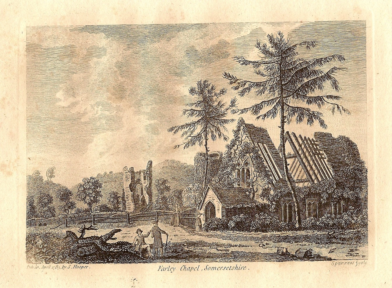 Farleigh Castle Chapel Somerset antique print 1785