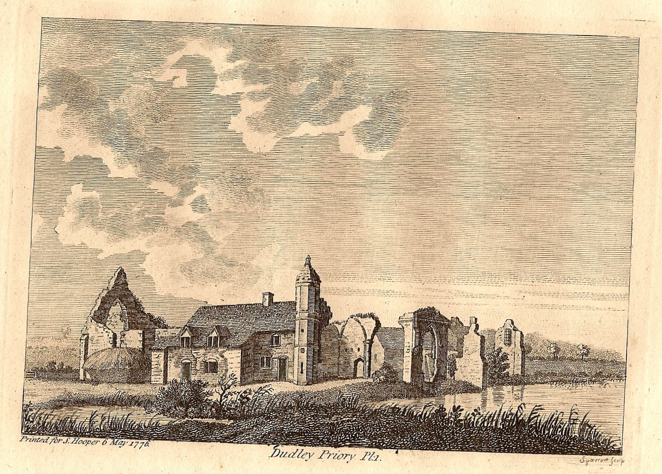 Dudley Priory Worcestershire antique print 1776