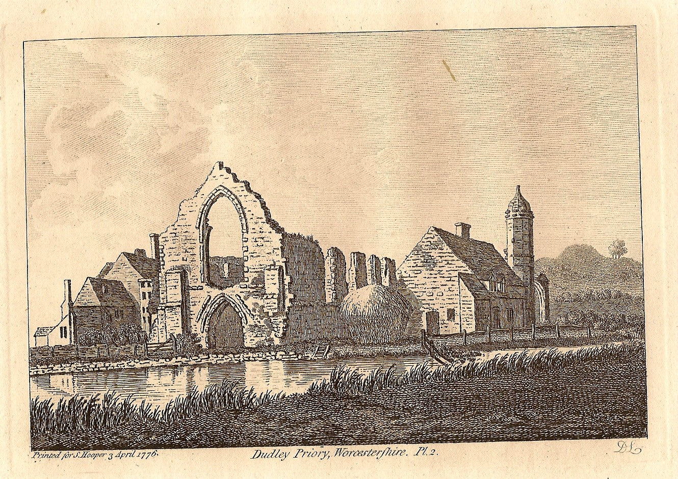 Dudley Priory Worcestershire antique print