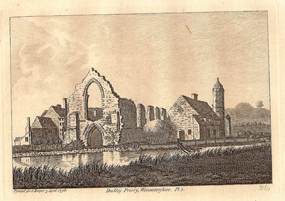 Dudley Priory Worcestershire antique print