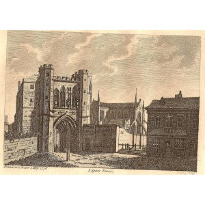 Worcester Castle Edgar's Tower antique print 1778
