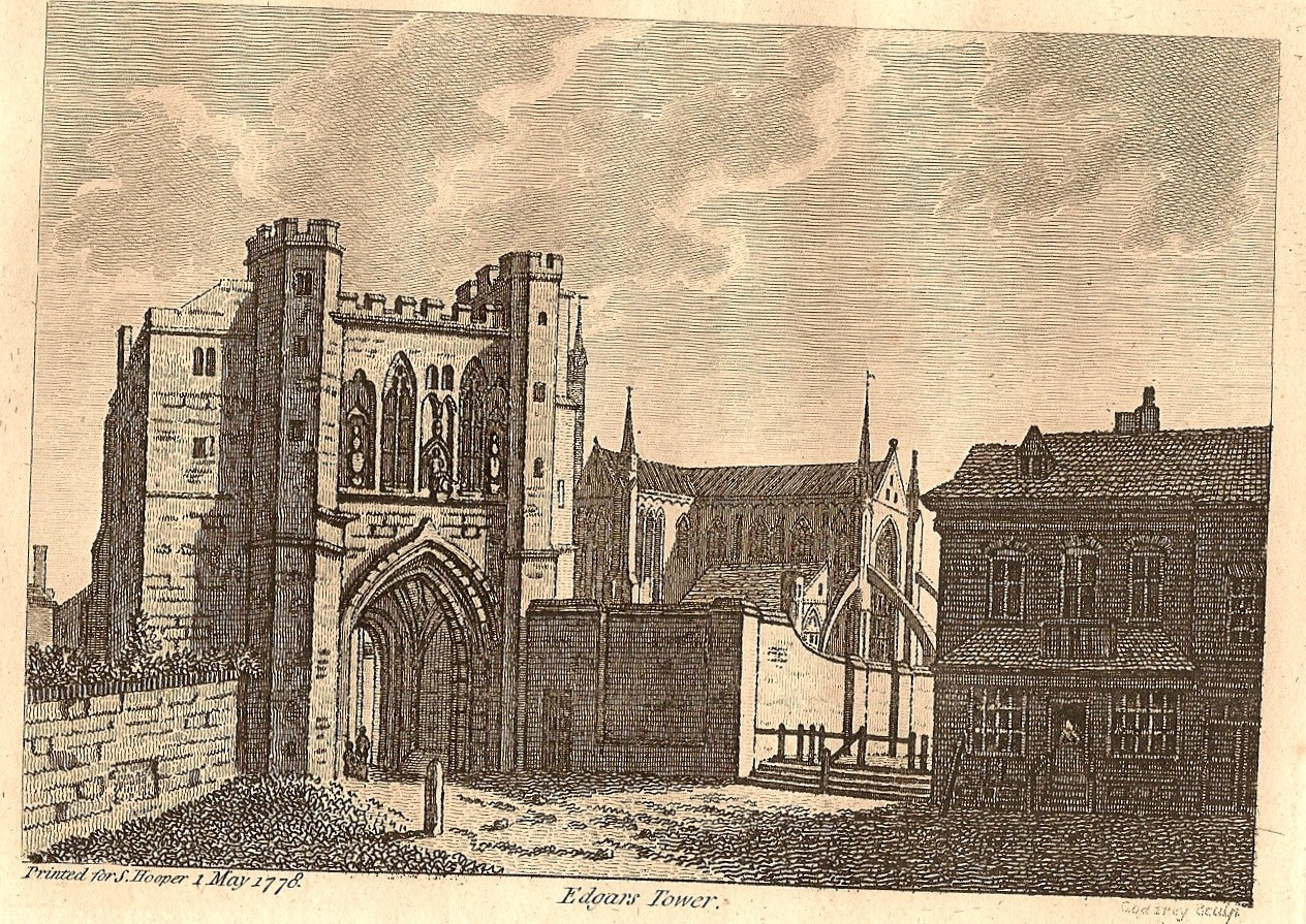 Worcester Castle Edgar's Tower antique print 1778