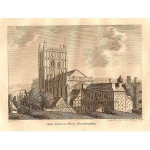 Great Malvern Priory Worcestershire antique print 1787