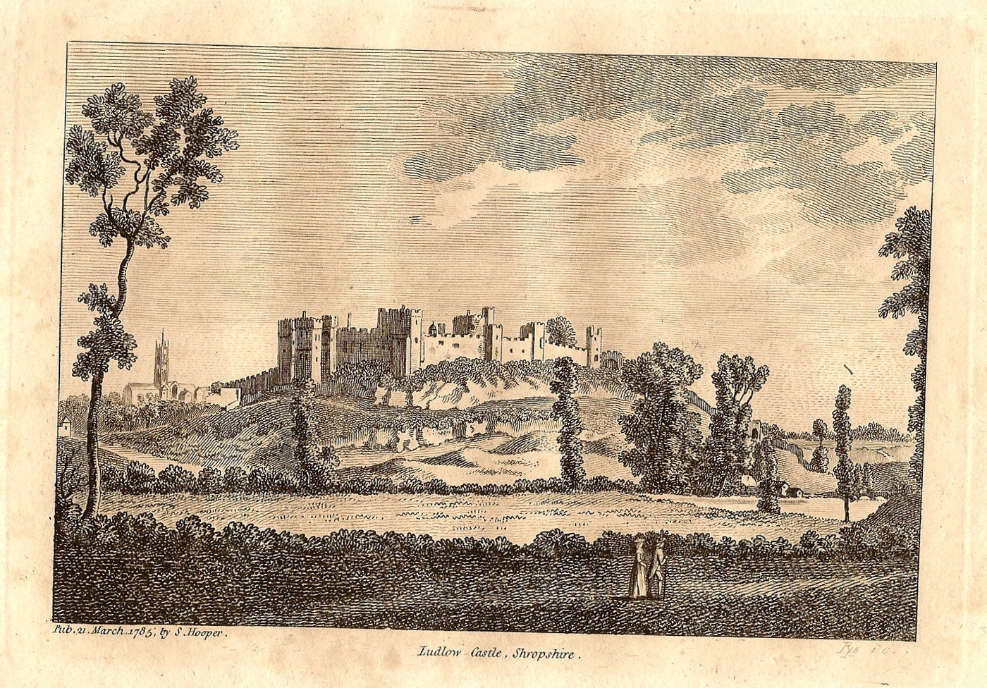 Ludlow Castle Shropshire antique print 1785