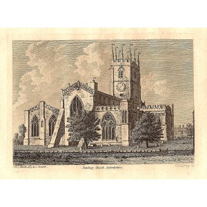 Banbury Church Oxfordshire original antique print dated 1785