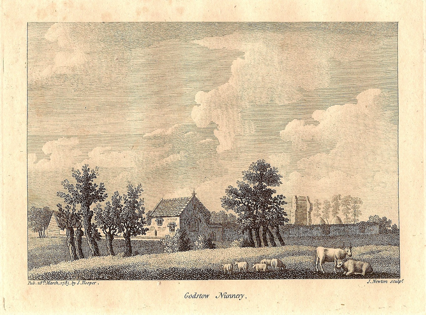 Godstow Nunnery Oxfordshire antique print 1785