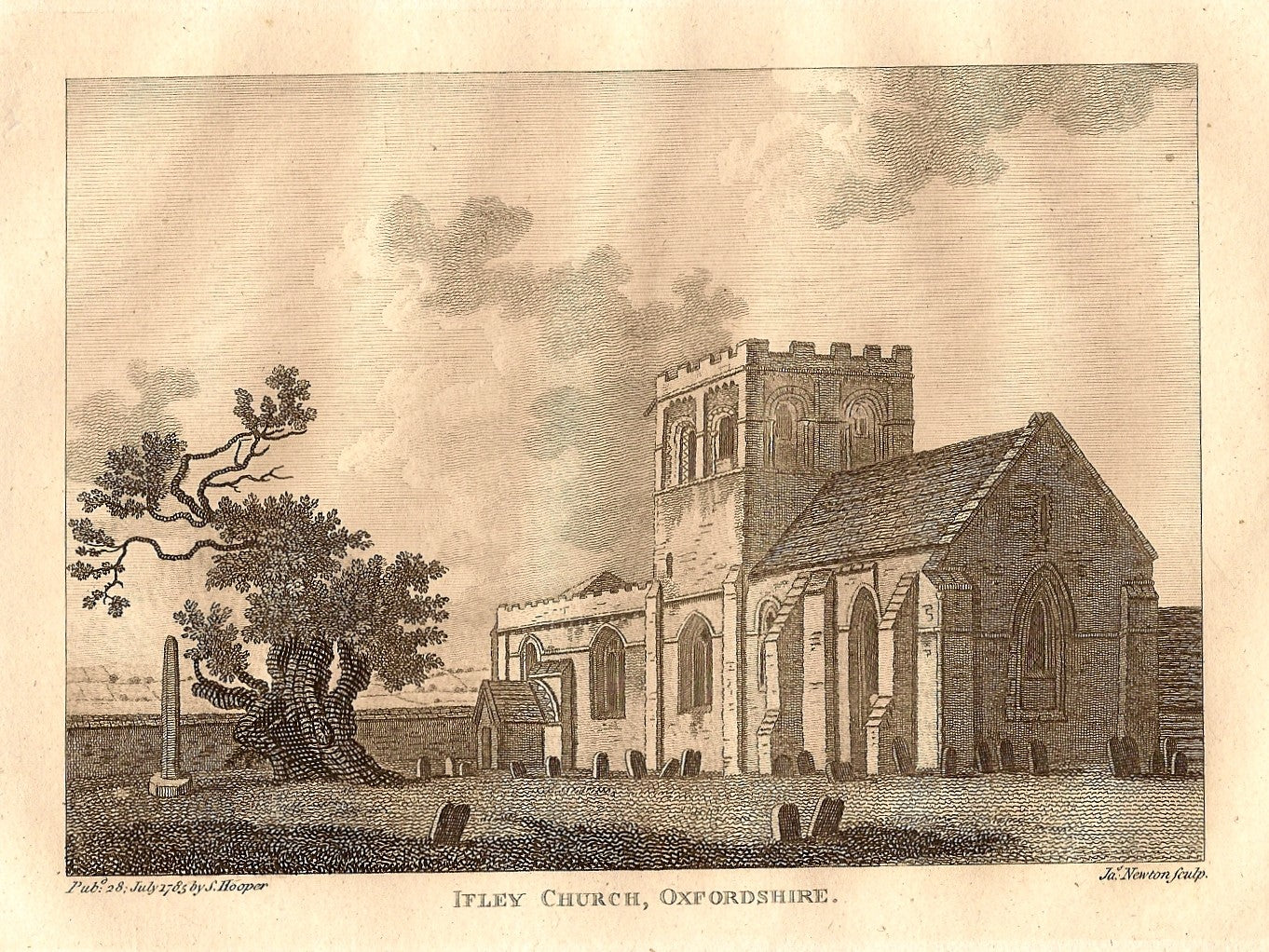 Iffley Church Oxfordshire antique print 1785