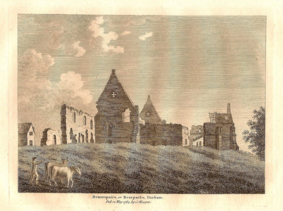 Bearpark Beaurepaire or Bearparke Priory Durham antique print 1784
