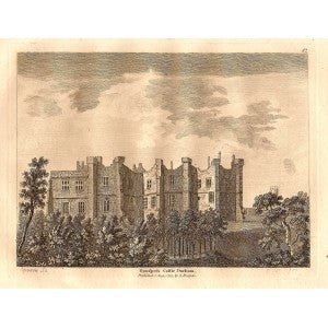 Brancepeth Castle County Durham antique print 1847