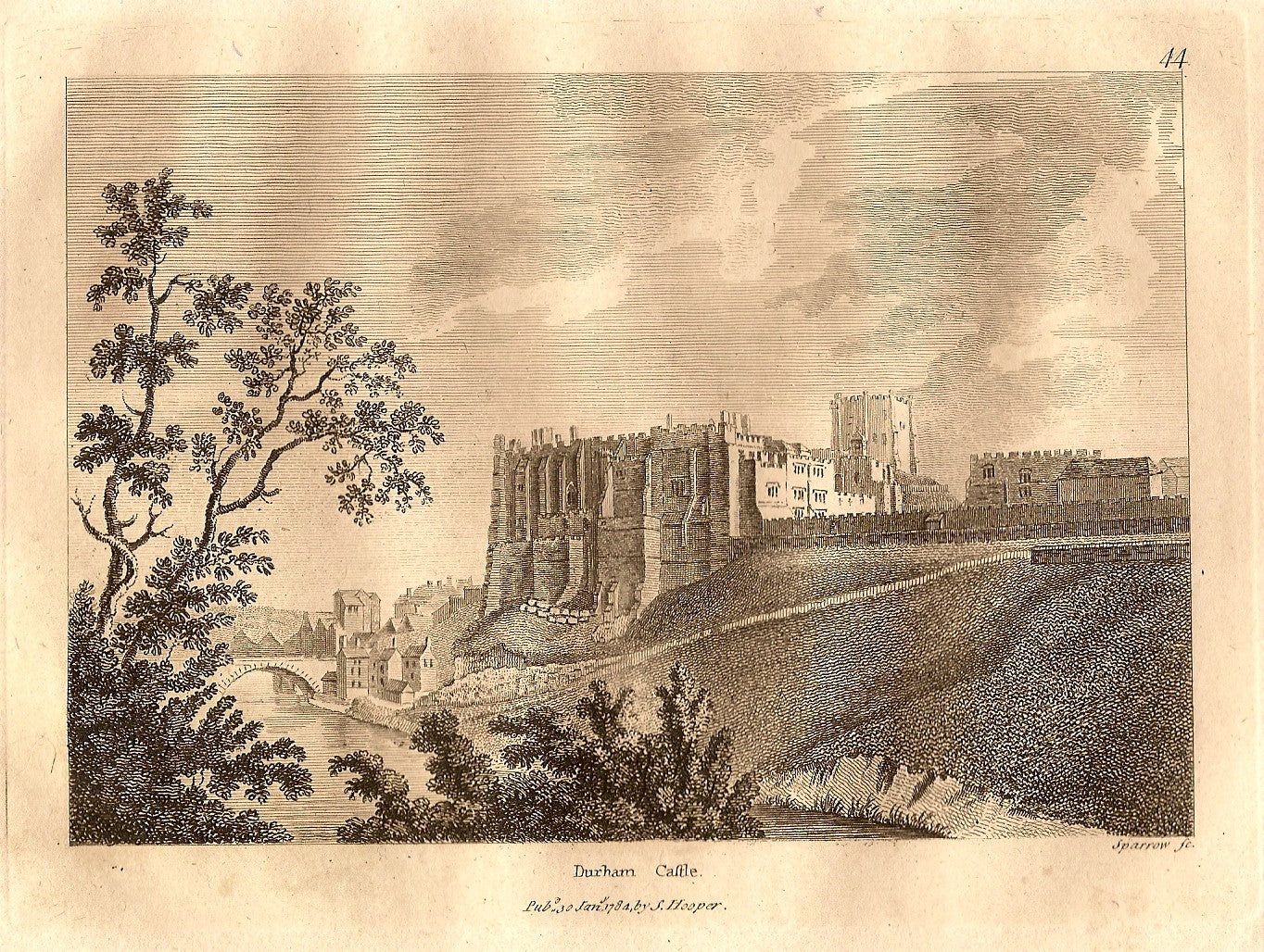 Durham Castle antique print